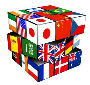 International flags on a rubic's cube 